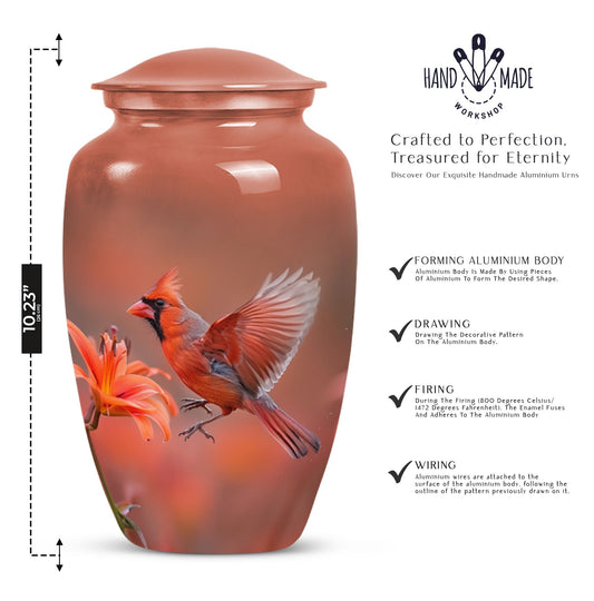 Classic Aluminium Cardinal Bird Urn,