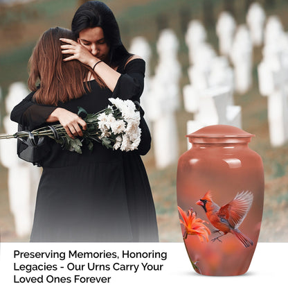 Classic Aluminium Cardinal Bird Urn,