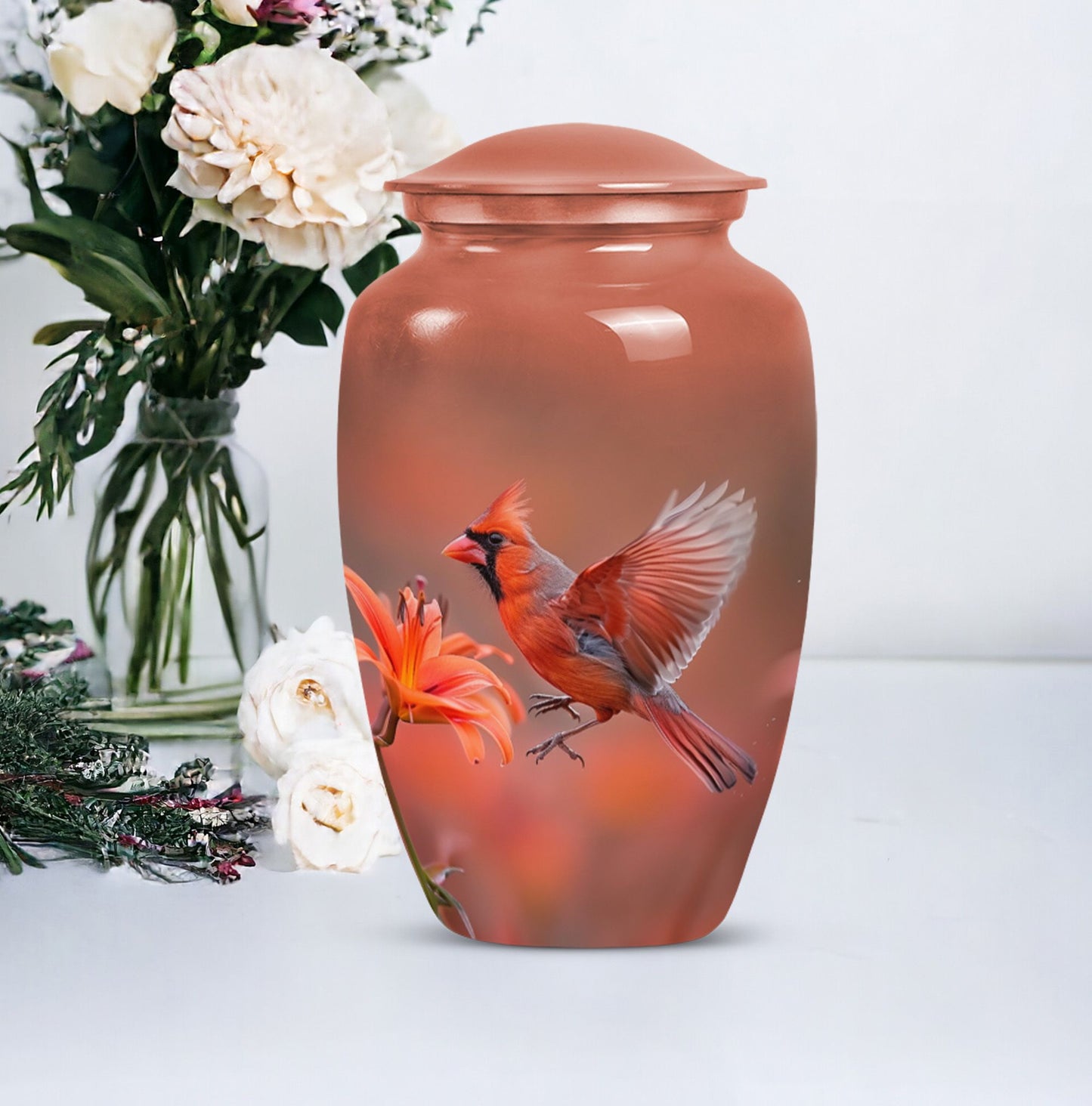 Classic Aluminium Cardinal Bird Urn,