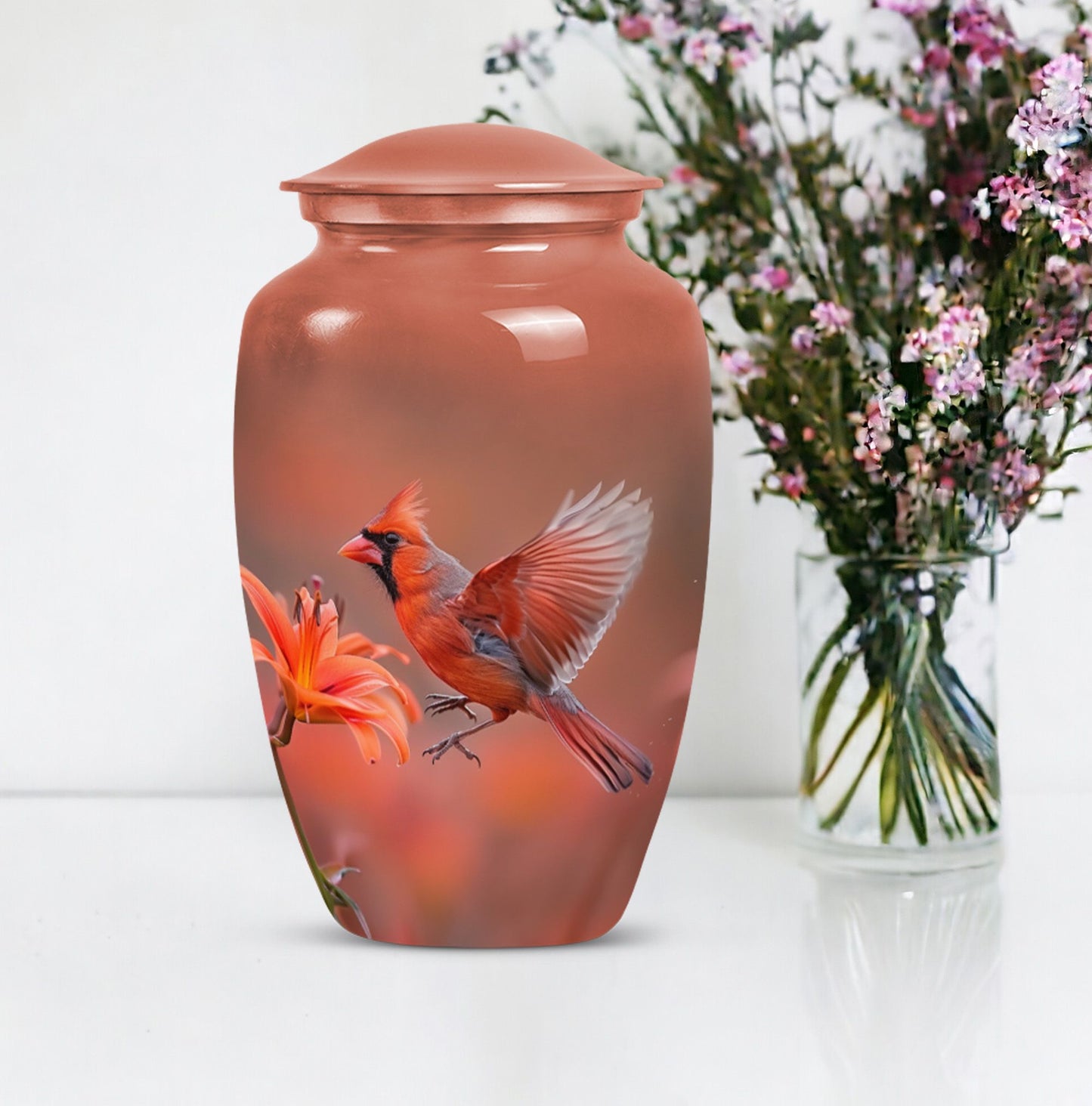 Classic Aluminium Cardinal Bird Urn,