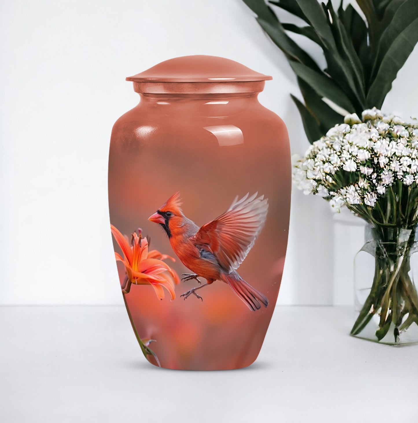 Classic Aluminium Cardinal Bird Urn,