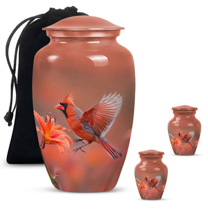 Classic Aluminium Cardinal Bird Urn,