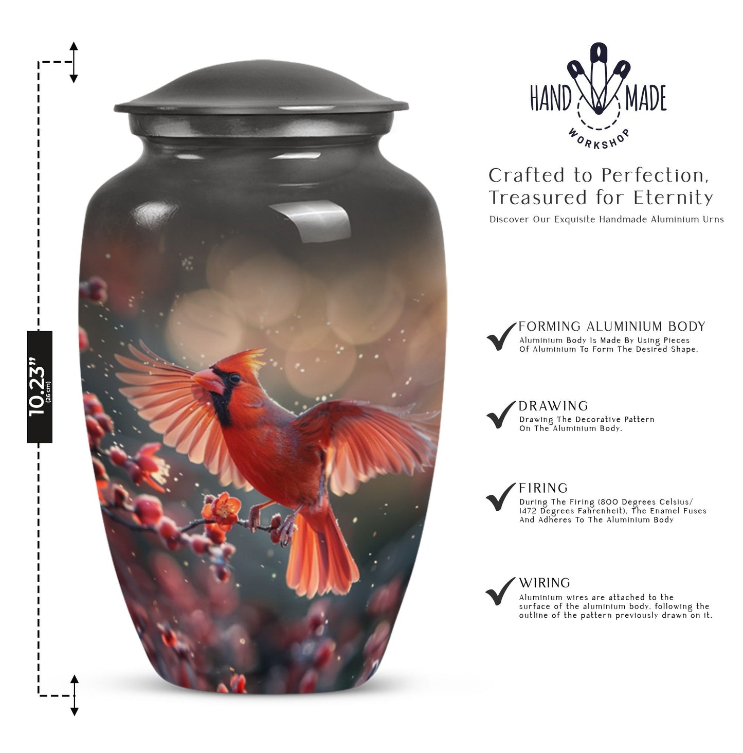 Cardinal Bird Urn for cremation ashes.