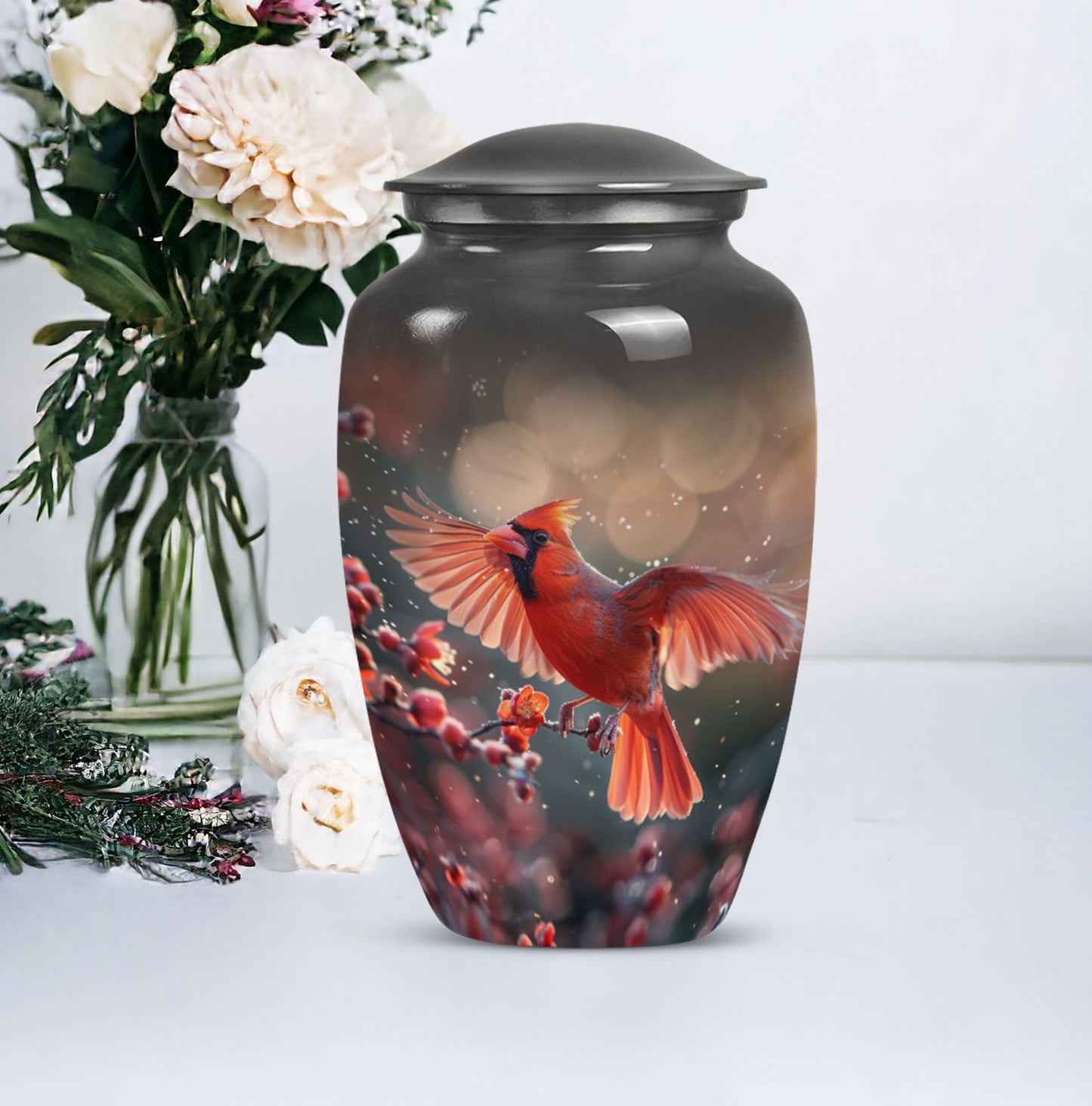 Cardinal Bird Urn for cremation ashes.