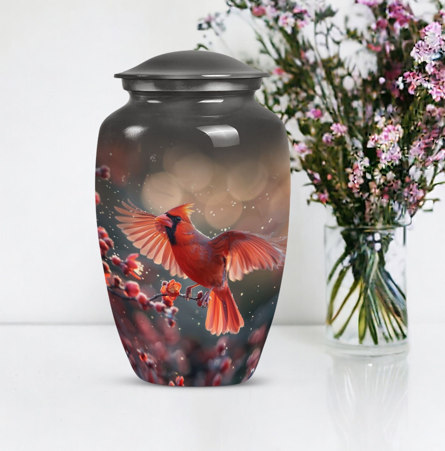 Cardinal Bird Urn for cremation ashes.