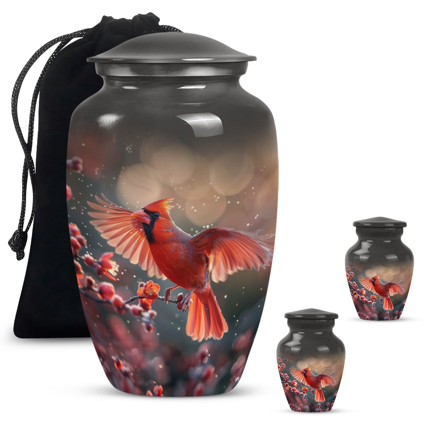 Cardinal Bird Urn for cremation ashes.