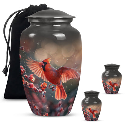 Cardinal Bird Urn for cremation ashes.