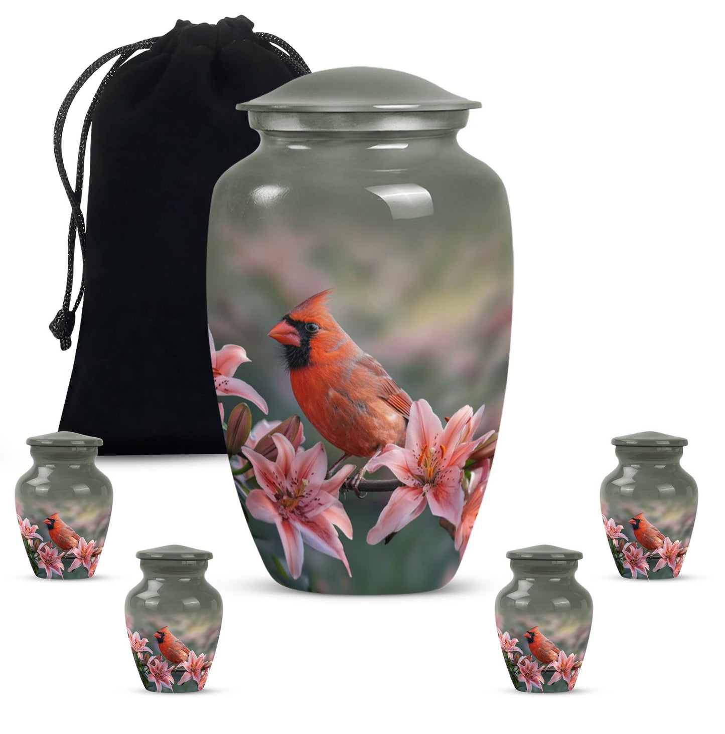 Classic 10 inch Cardinal Bird Urn.