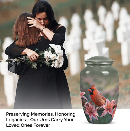 Classic 10 inch Cardinal Bird Urn.
