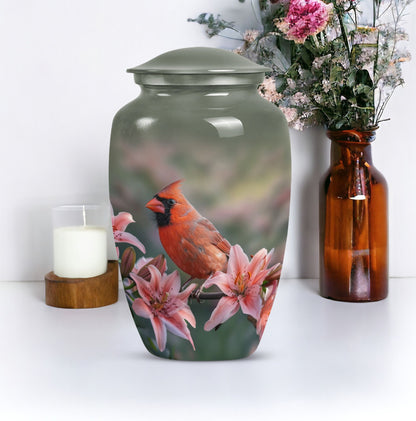 Classic 10 inch Cardinal Bird Urn.