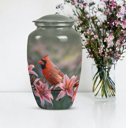 Classic 10 inch Cardinal Bird Urn.