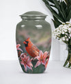 Classic 10 inch Cardinal Bird Urn.