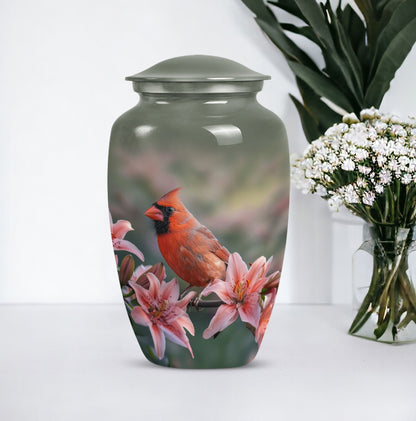 Classic 10 inch Cardinal Bird Urn.
