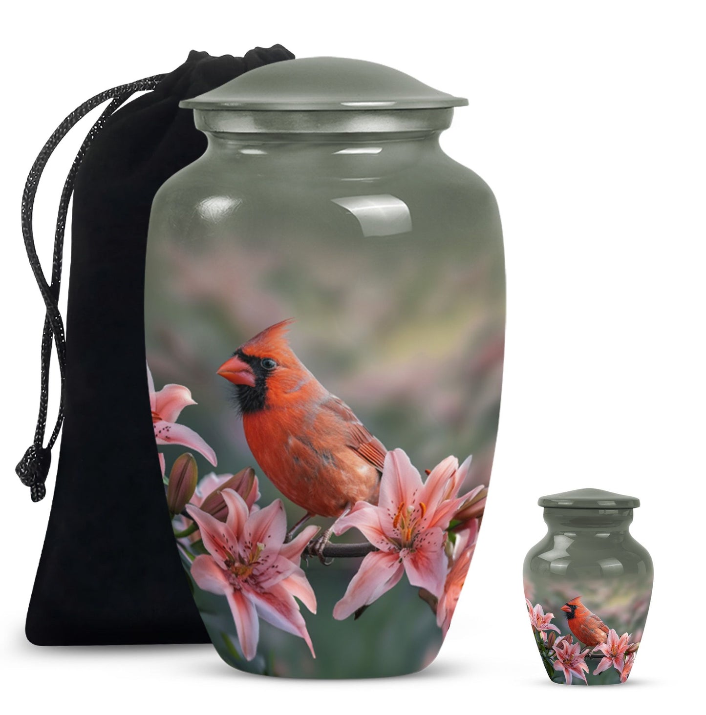 Classic 10 inch Cardinal Bird Urn.