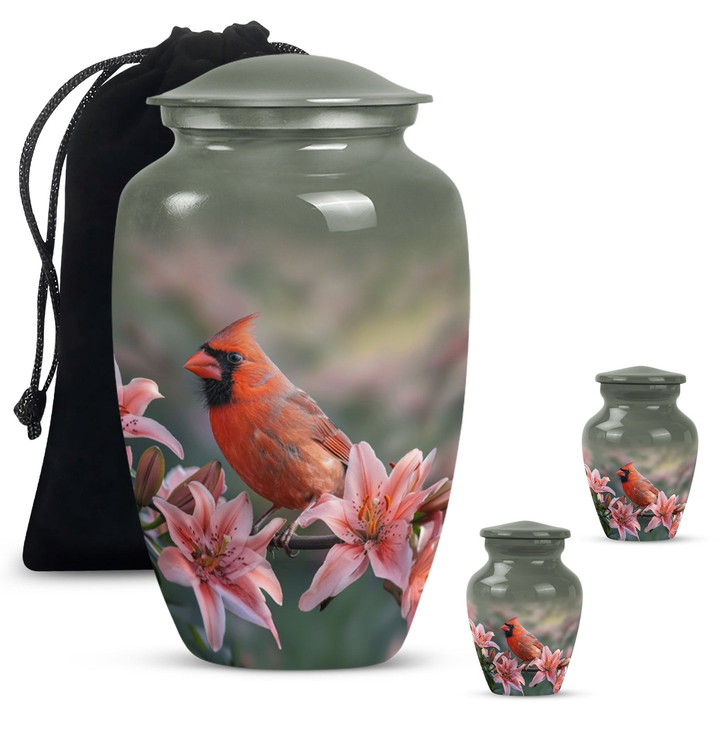 Classic 10 inch Cardinal Bird Urn.