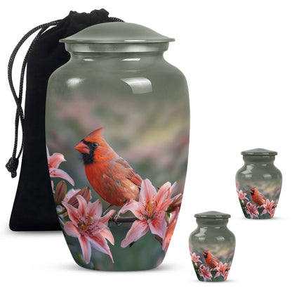 Classic 10 inch Cardinal Bird Urn.