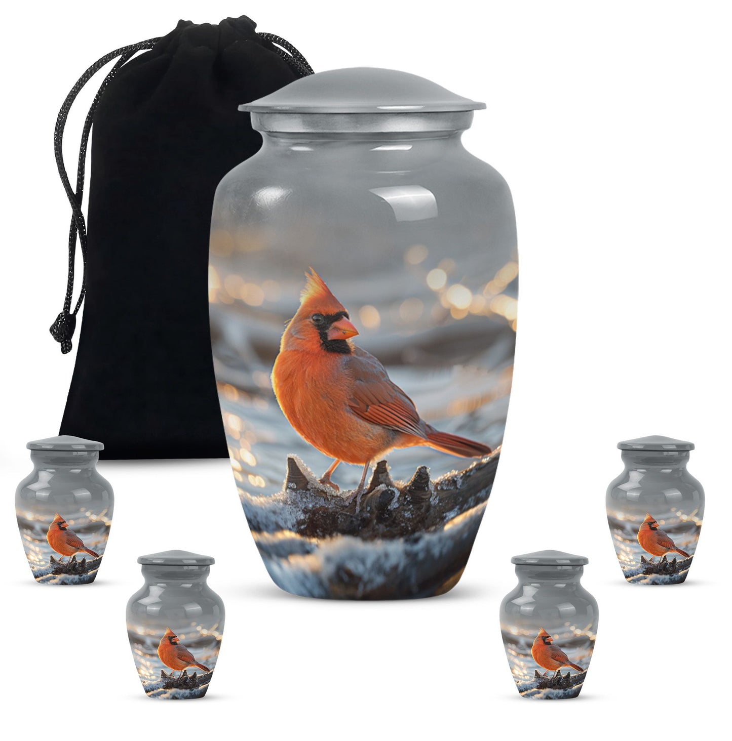 10-inch Cardinal bird urn