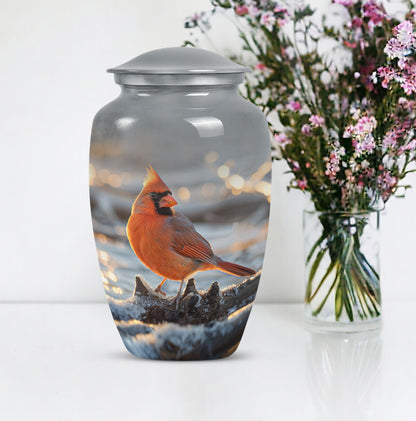 10-inch Cardinal bird urn