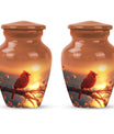 Classic 10 inch Cardinal Bird Urn in aluminium 