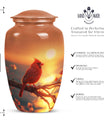 Classic 10 inch Cardinal Bird Urn in aluminium 