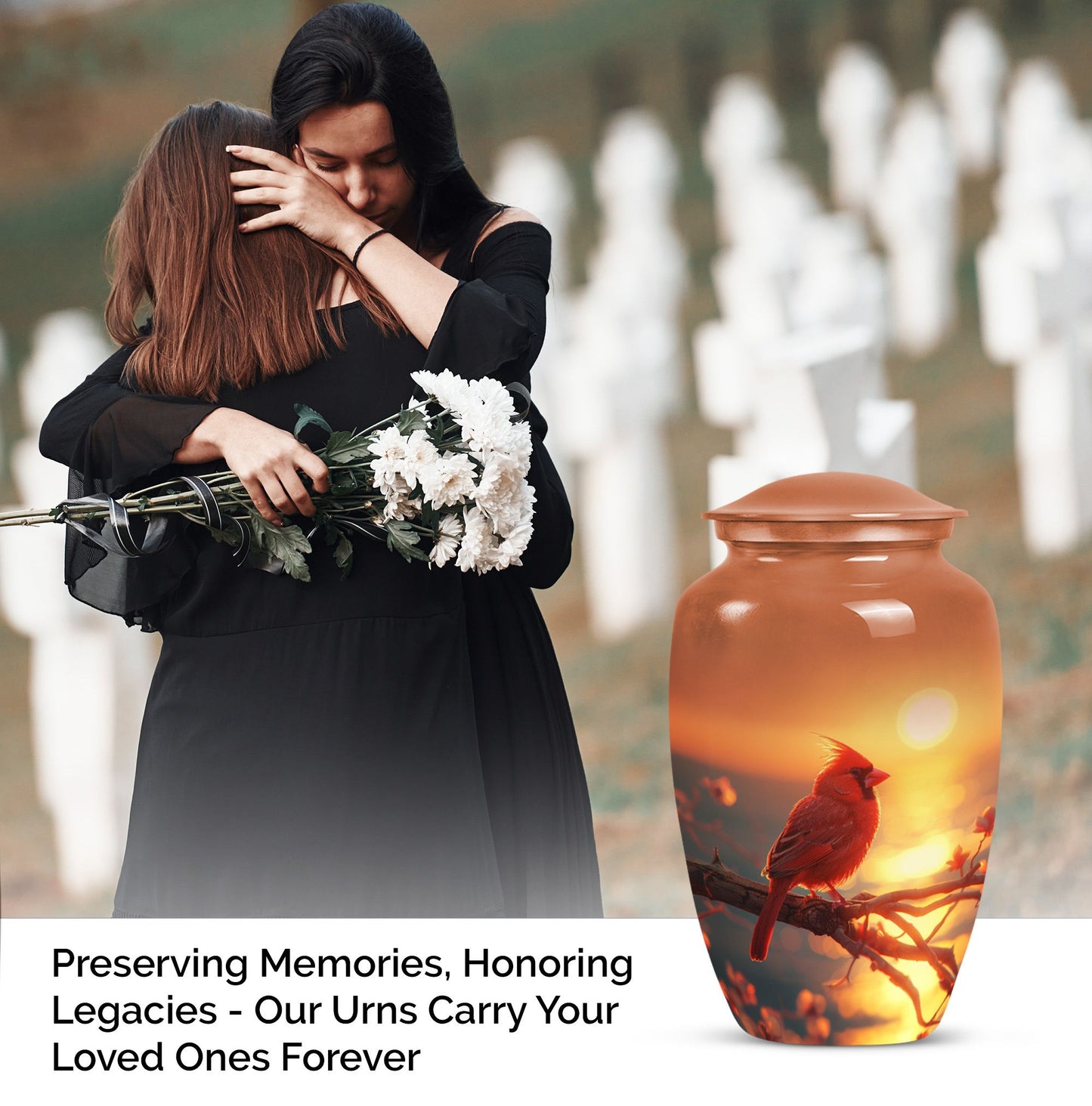 Classic 10 inch Cardinal Bird Urn in aluminium 