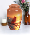 Classic 10 inch Cardinal Bird Urn in aluminium 