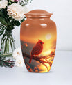 Classic 10 inch Cardinal Bird Urn in aluminium 