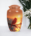 Classic 10 inch Cardinal Bird Urn in aluminium 
