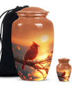 Classic 10 inch Cardinal Bird Urn in aluminium 