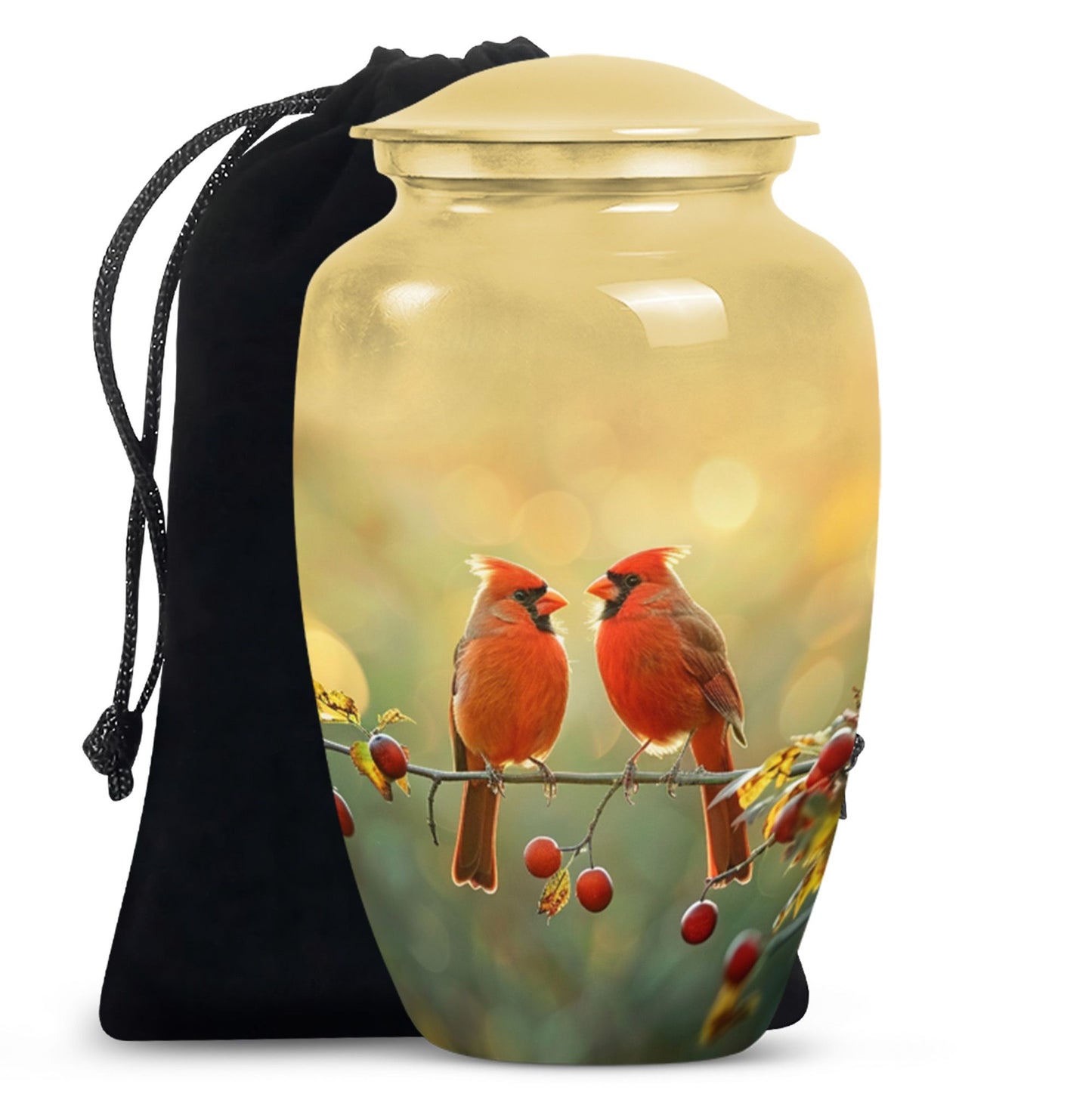 10-inch Cardinal Bird Urn, large urn for human ashes
