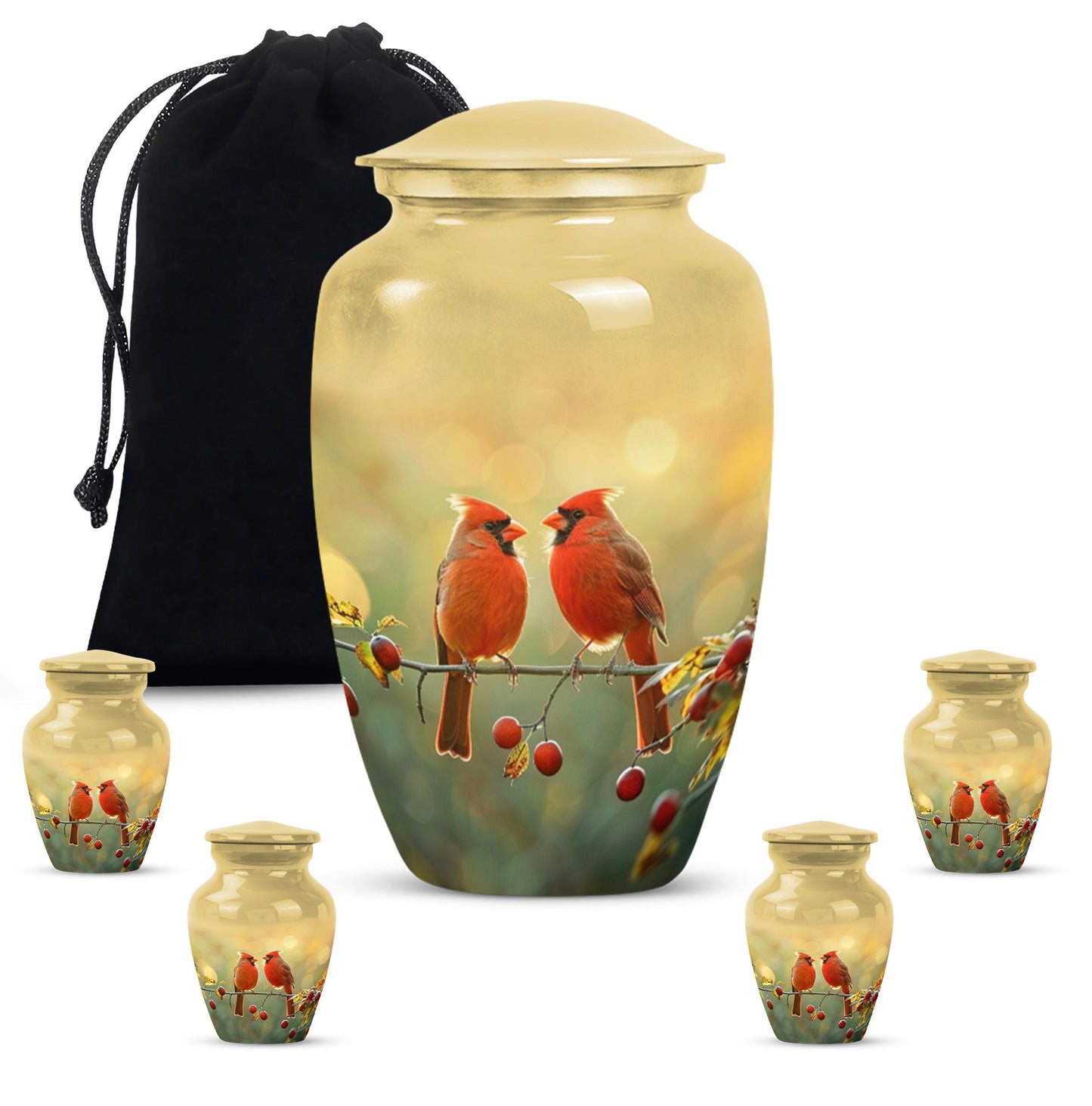 10-inch Cardinal Bird Urn, large urn for human ashes