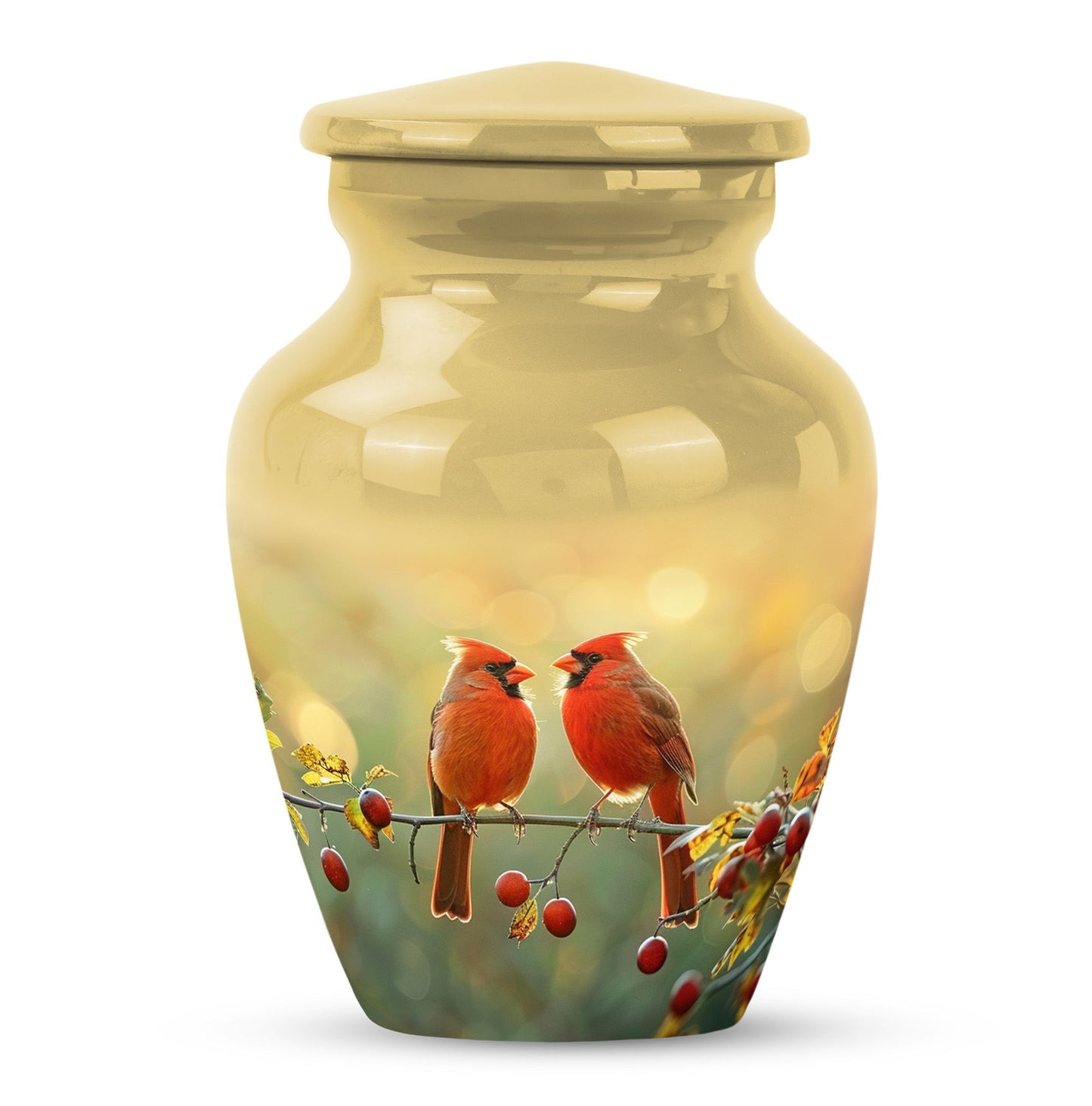 10-inch Cardinal Bird Urn, large urn for human ashes