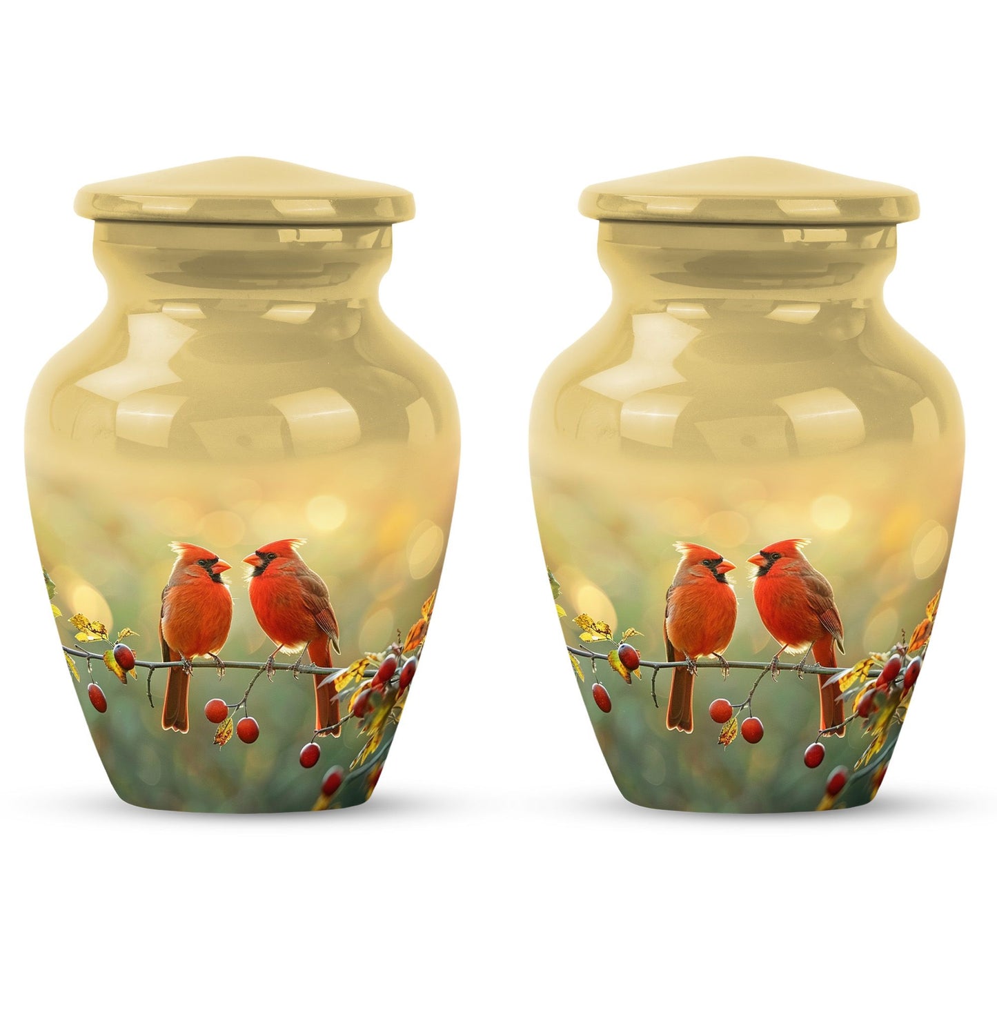 10-inch Cardinal Bird Urn, large urn for human ashes