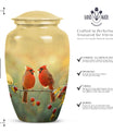 10-inch Cardinal Bird Urn, large urn for human ashes