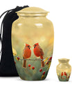 10-inch Cardinal Bird Urn, large urn for human ashes