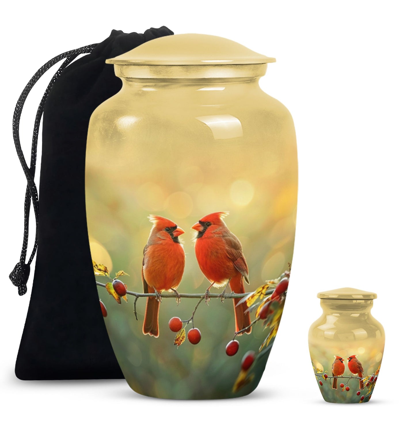 10-inch Cardinal Bird Urn, large urn for human ashes