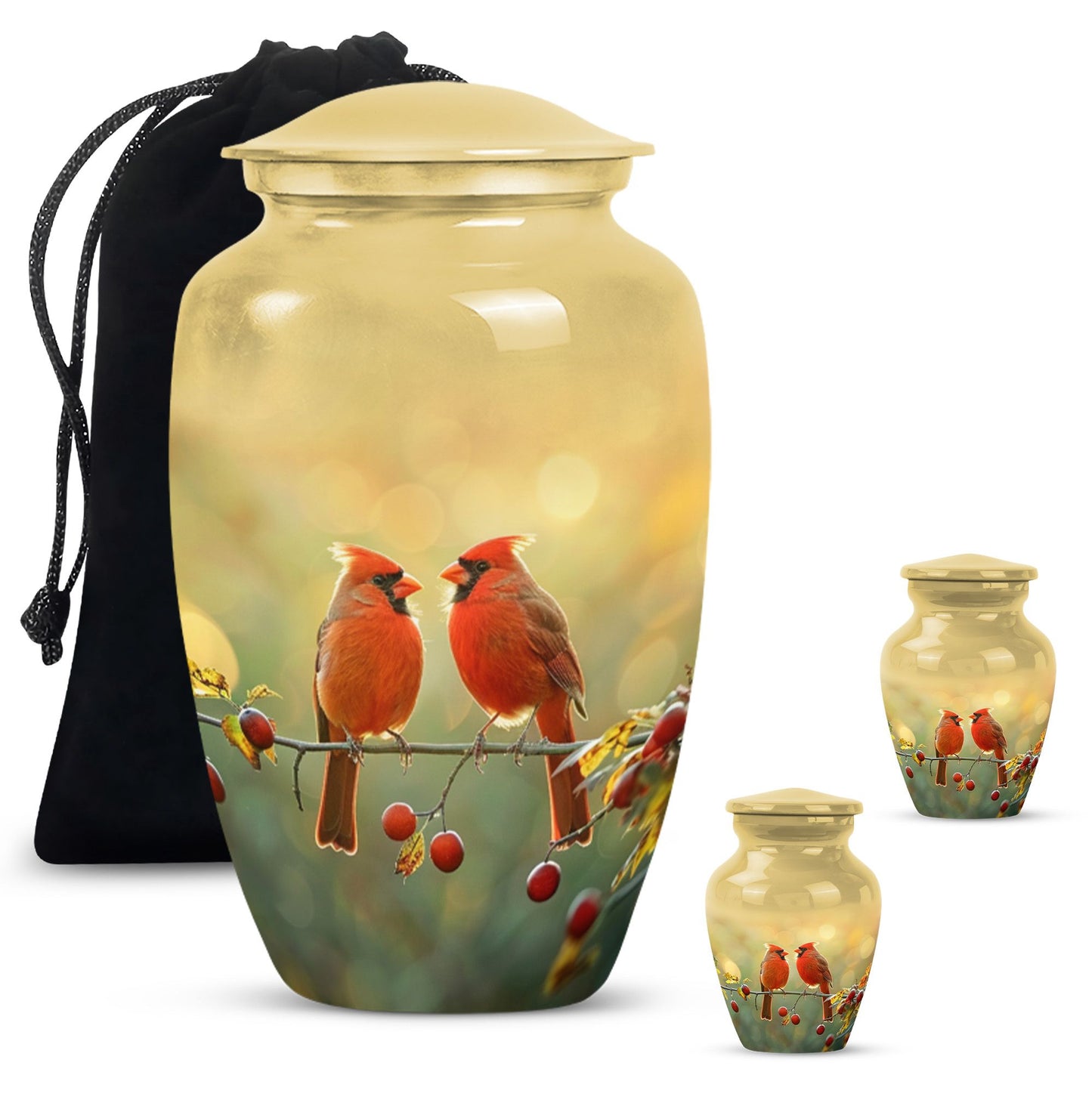 10-inch Cardinal Bird Urn, large urn for human ashes