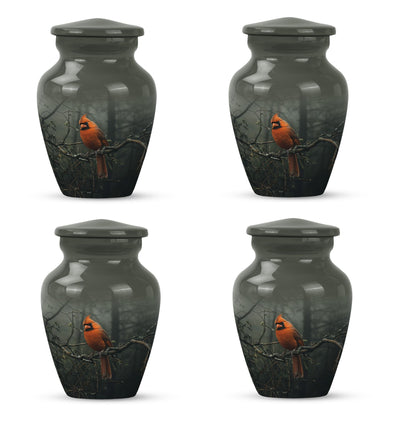 10-inch cardinal bird urn, aluminum material, with