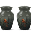 10-inch cardinal bird urn, aluminum material, with
