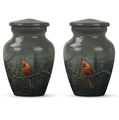 10-inch cardinal bird urn, aluminum material, with