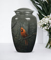 10-inch cardinal bird urn, aluminum material, with