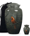 10-inch cardinal bird urn, aluminum material, with