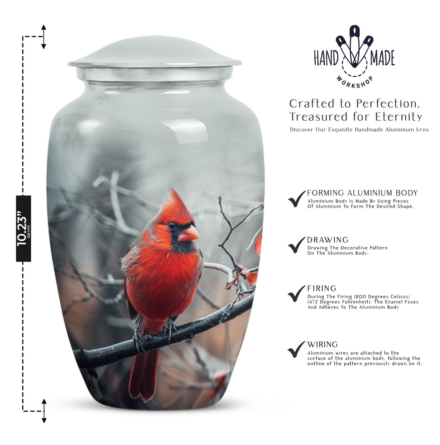 Cardinal Bird Urn for human ashes