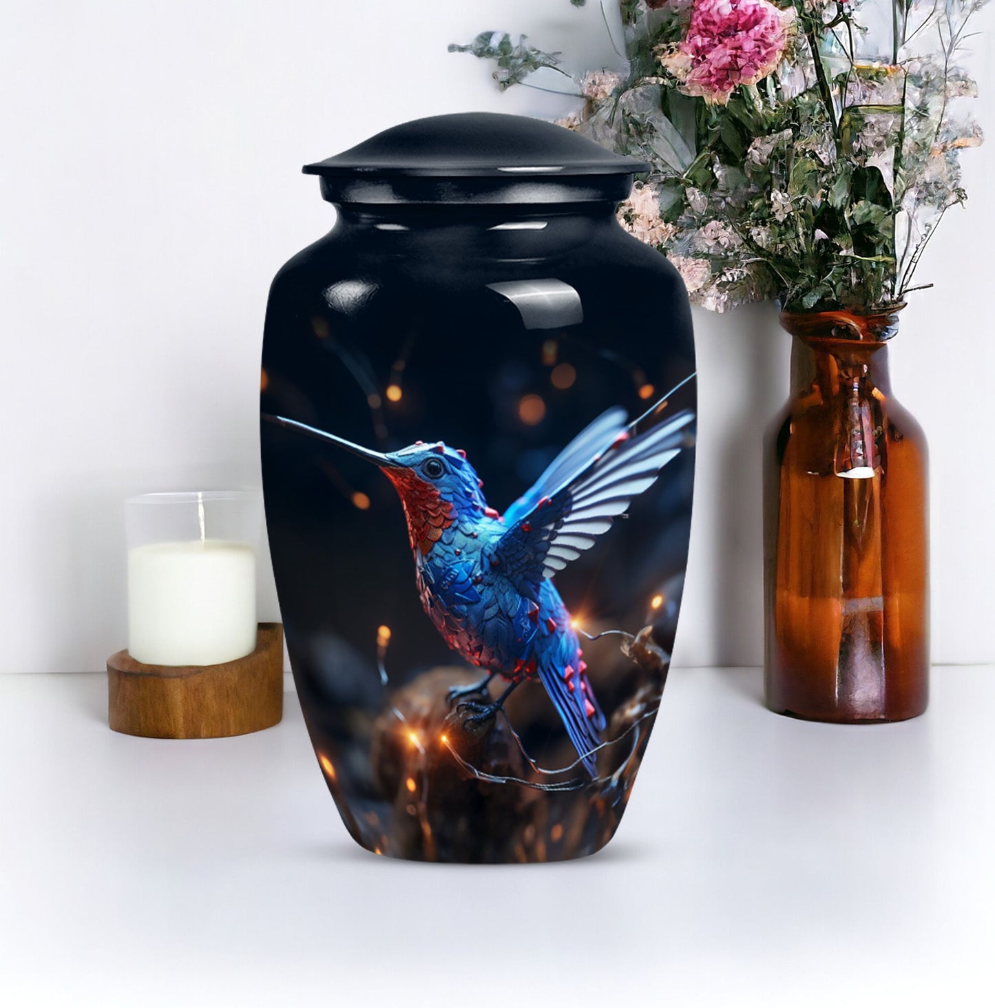 humming birds urn