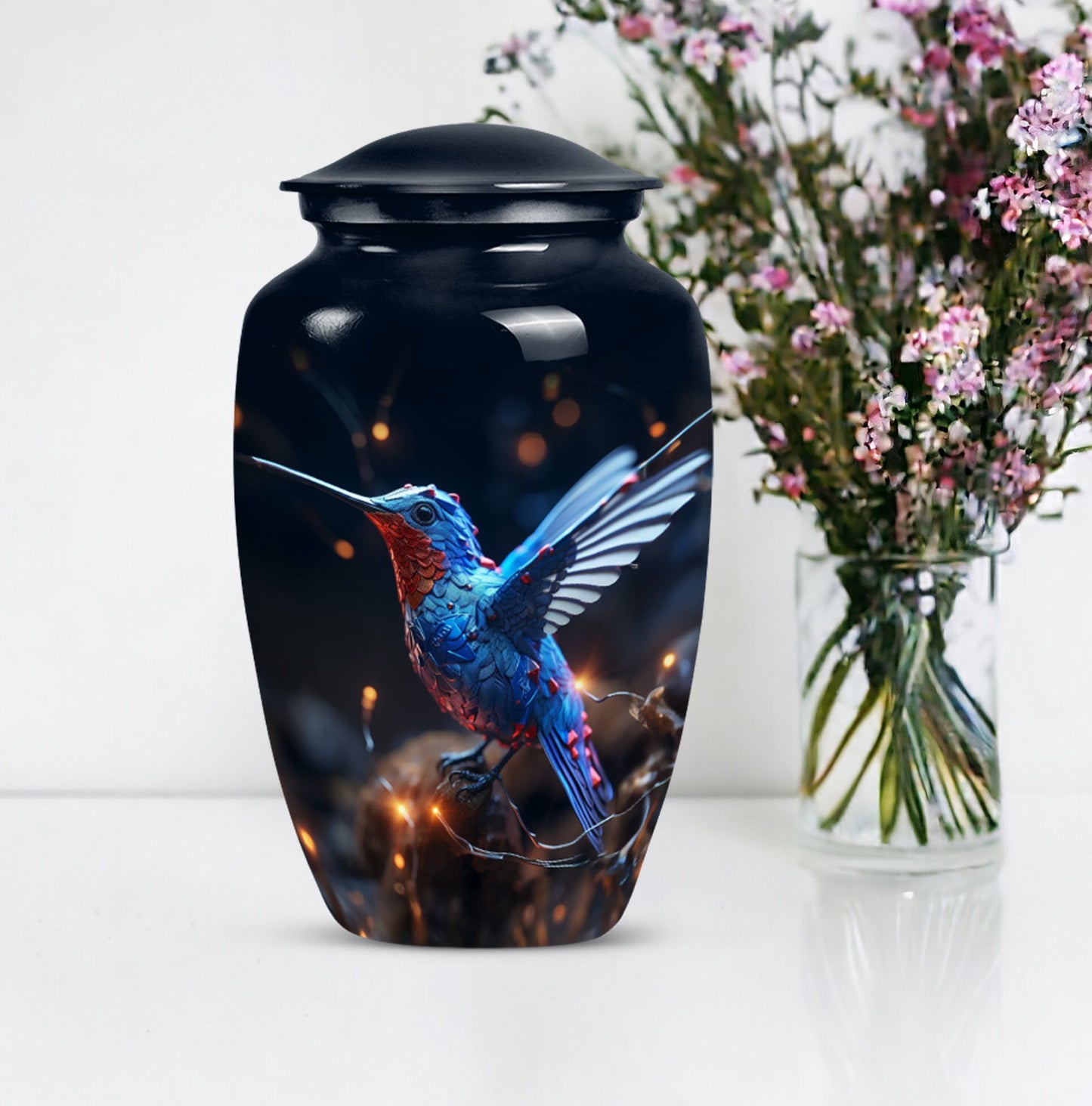 humming birds urn