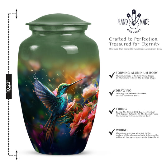 Classic 10 inch humming birds urn, memorial urn 