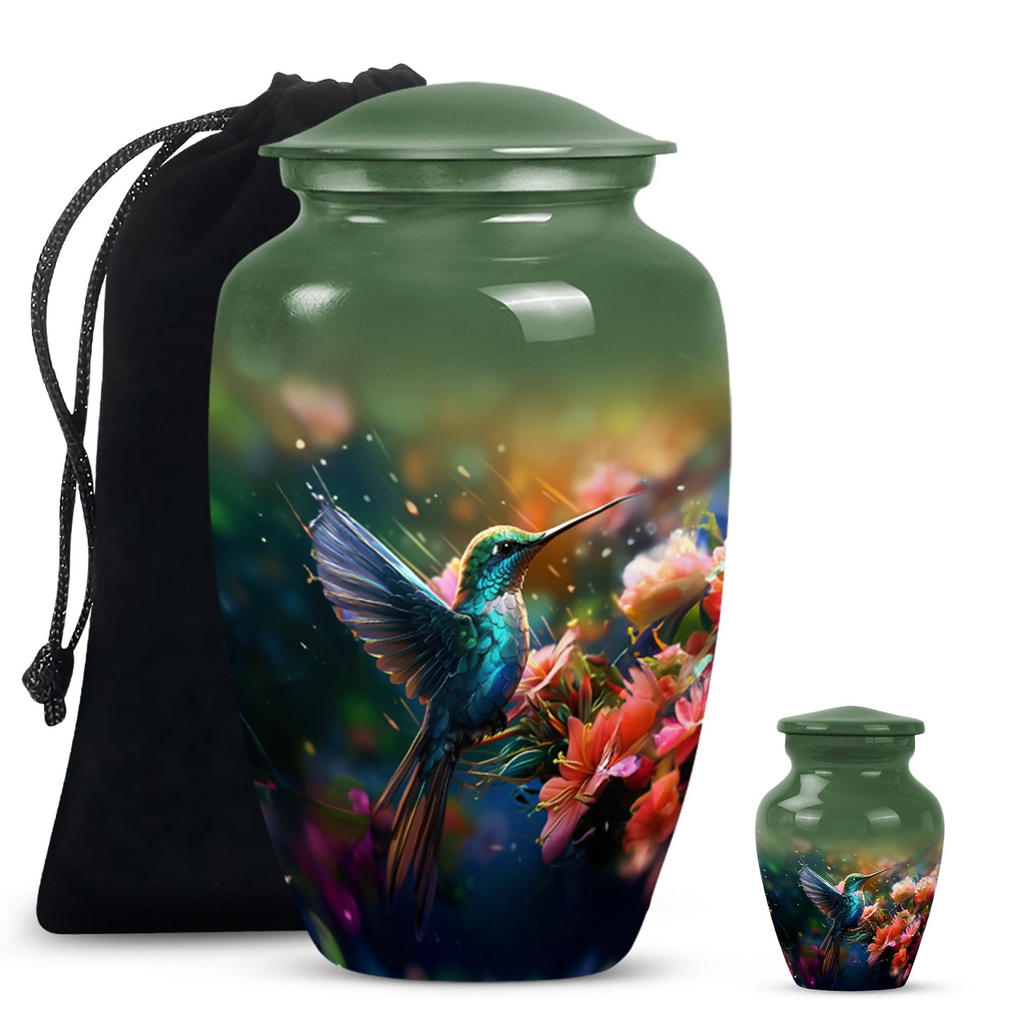 Classic 10 inch humming birds urn, memorial urn 