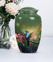 classic aluminium humming bird urn for dad with velvet pouch