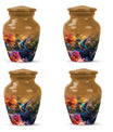 Aluminium Memorial urn adorned with humming birds design, suitable for adult human ashes