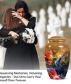 Aluminium Memorial urn adorned with humming birds design, suitable for adult human ashes